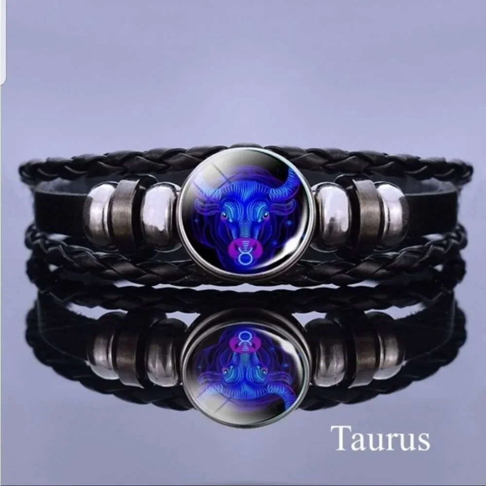 Leather Taurus 3D Astrology Unisex Bracelets